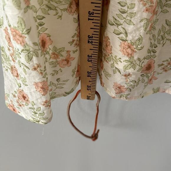 Blu Pepper Floral Cottage Core Dress Mini Size Large Color is Cream with Peach - Picture 8 of 9